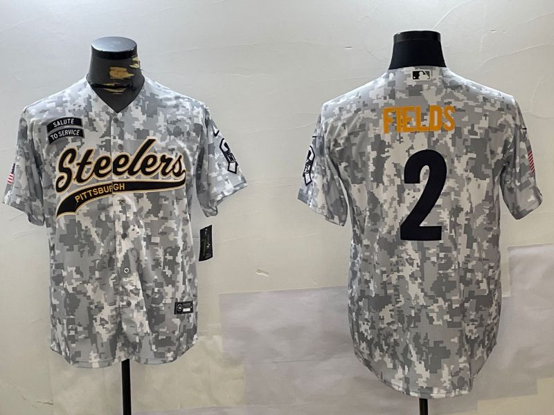 Men Pittsburgh Steelers 2 Fields Nike Arctic Camo 2024 Salute to Service Limited NFL Jersey style 2